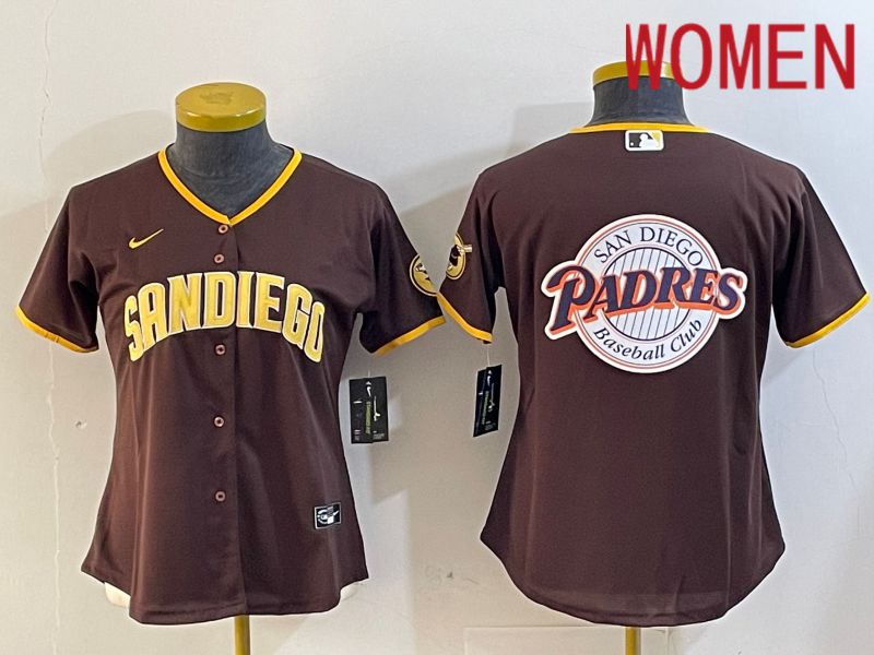 Women San Diego Padres Blank Browm Game 2024 Nike MLB Jersey style 9->women mlb jersey->Women Jersey